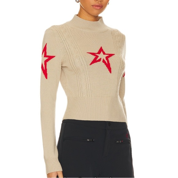 perfect moment crop cable merino wool sweater star sz M - Picture 3 of 6